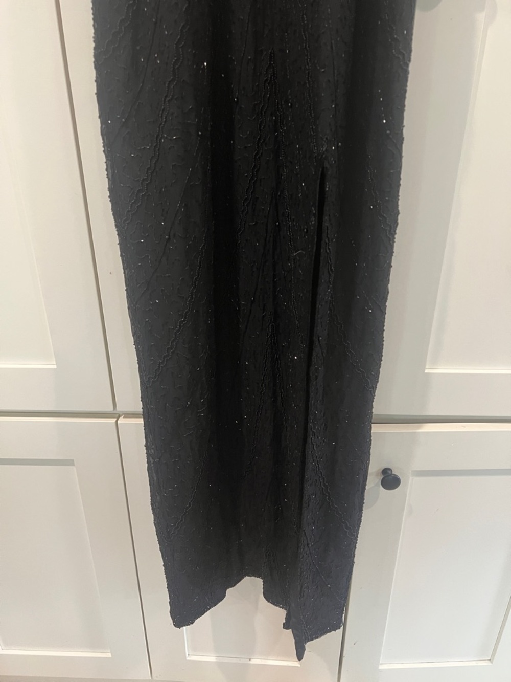 Adrianna Papell Black Beaded High-Neck Evening Gown - Picture 3 of 7